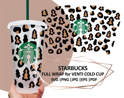 Full Leopard Wrap Christmas Starbucks Cold Cup Svg Animal Etsy
