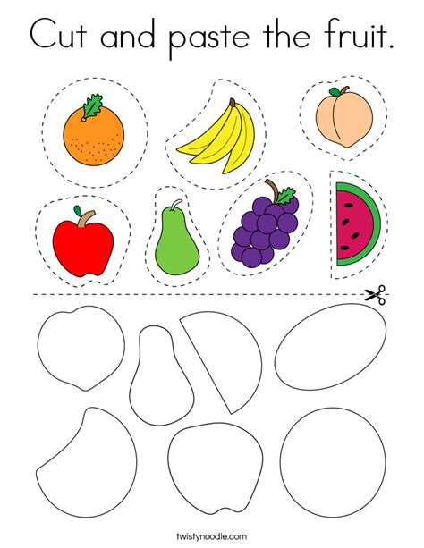 Cut And Paste The Fruit Coloring Page Twisty Noodle
