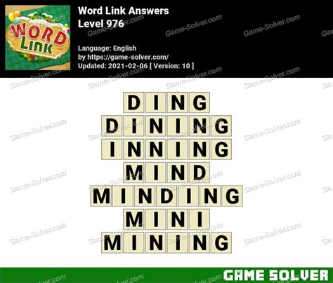 Word Link Level 976 Answers Game Solver