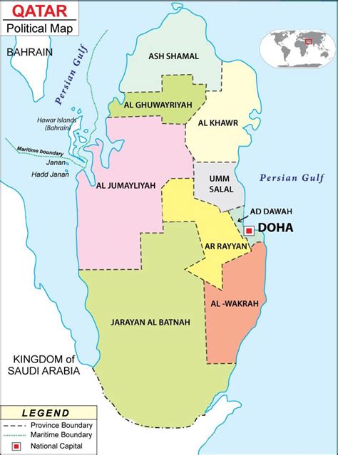 Katar Mapa Polityczna Mapa Kataru Regionie Azja Zachodnia Azja