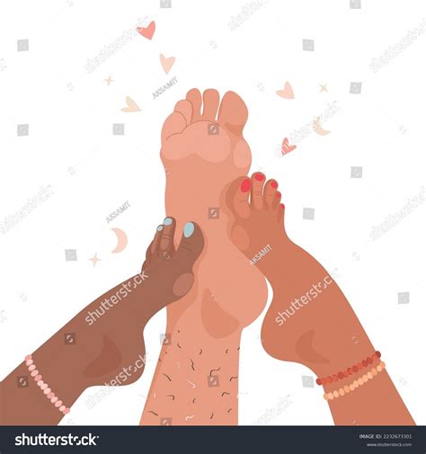 Feet Three Naked Partners Different Nationalities Stock Vector Royalty