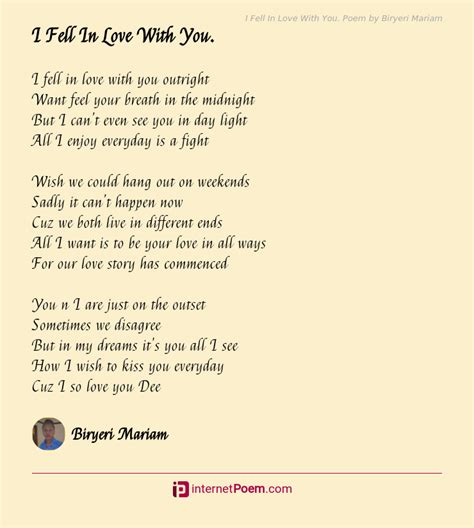 I Fell In Love With You Poem By Biryeri Mariam