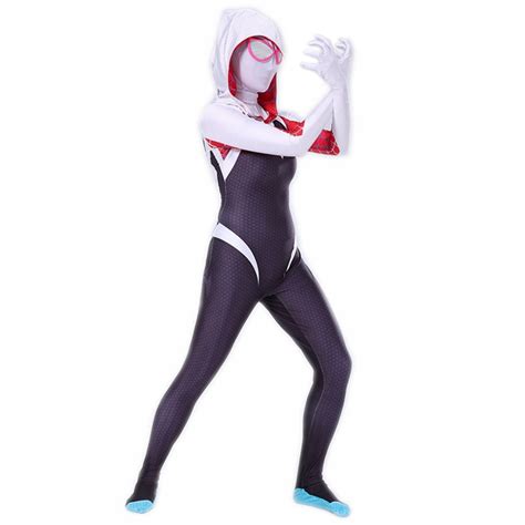 Gwen Stacy Cosplay Costume Spiderman Female Spider Hoodie Mask Spandex