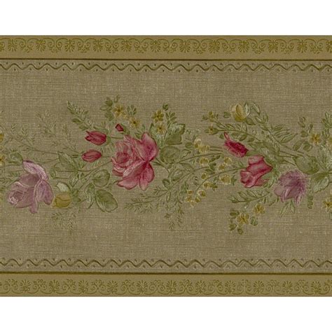 Dundee Decos Prepasted Wallpaper Border Floral Pink Purple Green