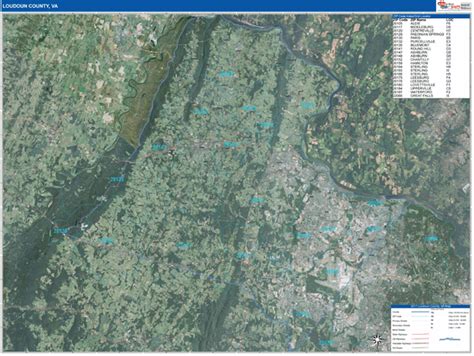 Loudoun County Va Wall Map Satellite Zip Style By Marketmaps