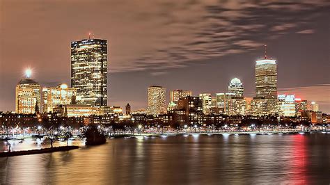 Boston Skyline At Night Photograph By Karen Regan