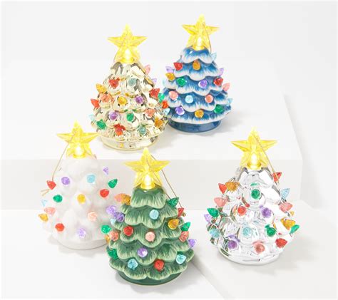Mr Christmas Set Of 5 45 Mini Nostalgic Trees With T Bags
