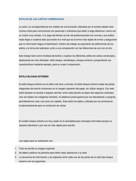 Ejemplo De Carta Comercial Estilo Bloque Modelo De Informe