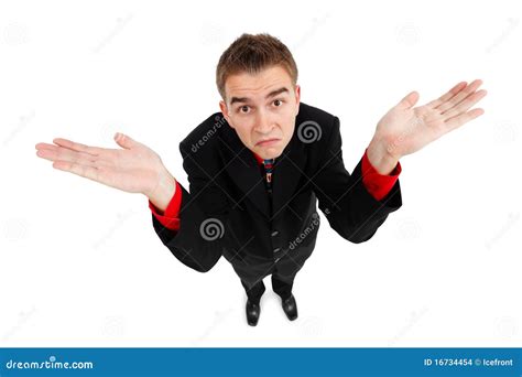Young Man With Doesn T Know Gesture Stock Photo Image Of Wide