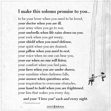 I Make This Solemn Promise To You Love Quotes The Minds Journal
