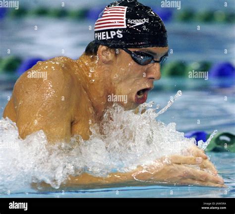 Victoria Canada Michael Phelps Of The United States Swims The Breaststoke Portion Of The Men
