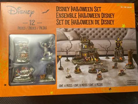 Disney Halloween Set Village Haunted House 12 Piece Ensemble Mickey