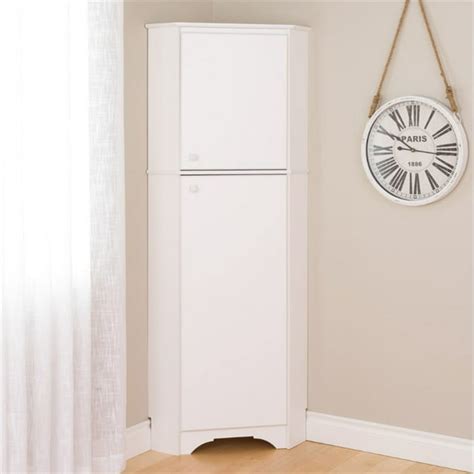 Prepac Elite Tall 2 Door Corner Storage Cabinet White