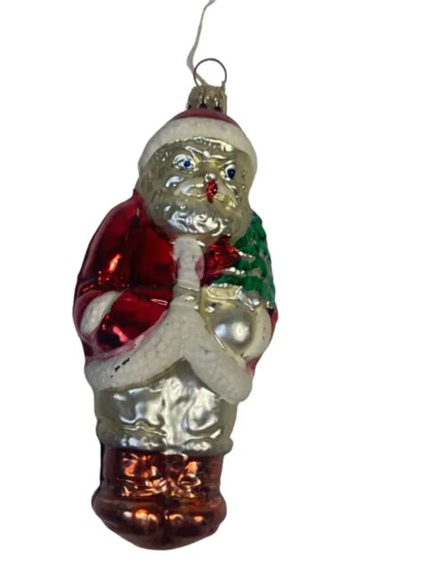 Vintage West Germany Mercury Glass Blown Santa W Tree Ornament Picclick