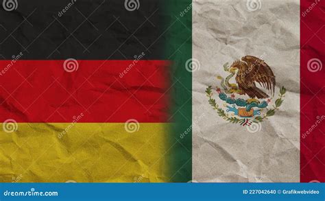 méxico y alemania banderas juntos efecto de papel triplado ilustración 3d stock de ilustración