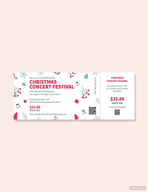 Christmas Concert Ticket Template In Illustrator Psd Download