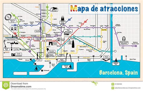 Barcelona Metro Map With Tourist Attractions