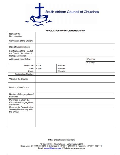 Church Membership Application Form Template Excel Tmp