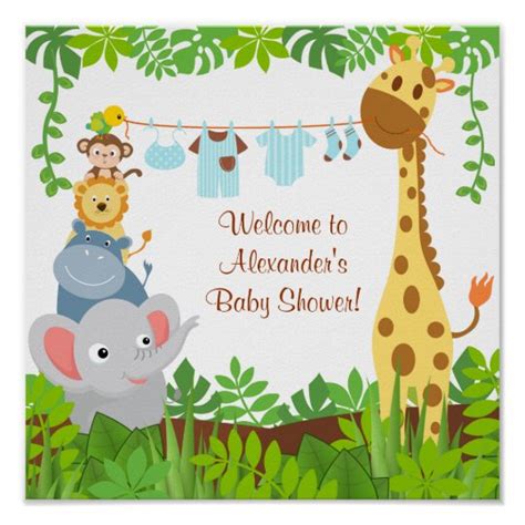 Funny Jungle Baby Animals Baby Shower Poster Zazzleca