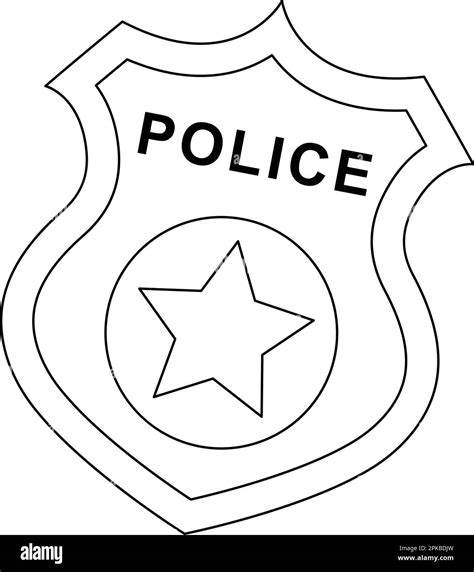 Police Badge Isolated Coloring Page For Kids Stock Vector Image And Art