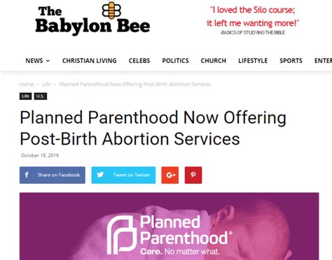 Babylon Bee Stings Planned Parenthood With All Too Real Satire