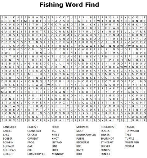 Fish Word Search Hard Printable Shelter