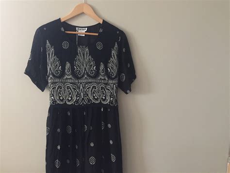 Marisol Black Paisley Dress Made In India L Etsy