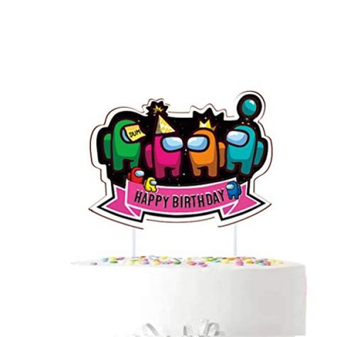 Featured in rain drop cake 4 ways. Cake Topper for Among us Happy Birthday Cake Topper , Boys ...