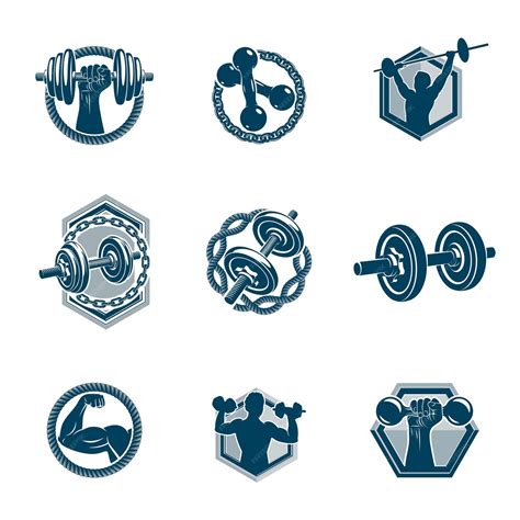 Premium Vector Set Of Vector Bodybuilding Theme Illustrations Made