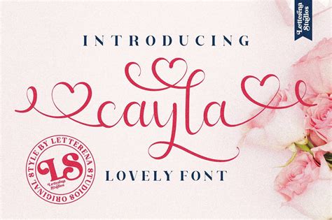 Font With Hearts Handwritten Font Swirly Font Font With Etsy