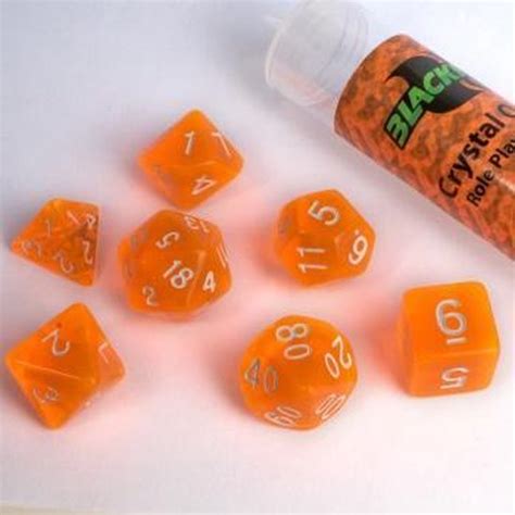 Blackfire Dice 16mm Role Playing Dice Set Crystal Orange 7 Dice