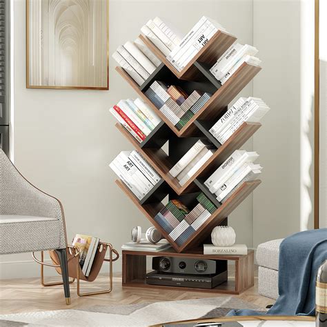 Rolanstar Bookshelf With Drawer Floor Standing Tree 53 Off