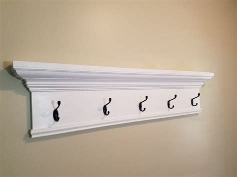 Crown Molding Moulding Floating Shelf With Coat Hooks By