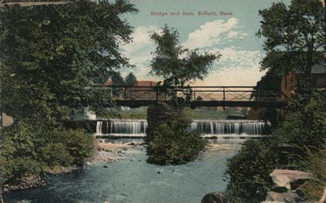 Bridge And Dam Enfield Ma Postcard