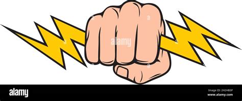 Hand Holding Lightning Bolt Fist Vector Illustration Stock Vector