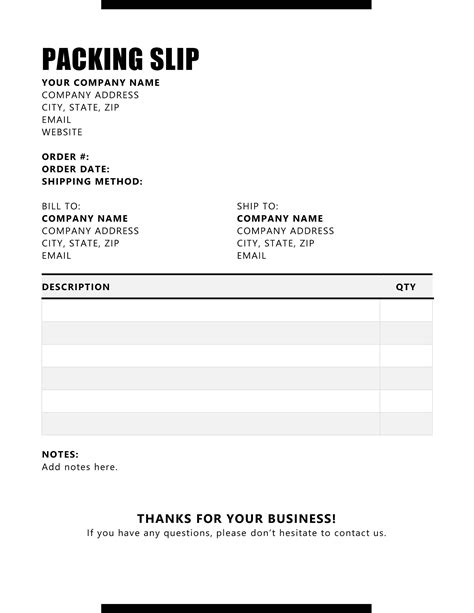 Packing Slip Printable Delivery Note Delivery Template Off