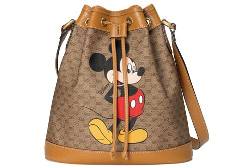 Pre Owned Gucci X Disney Bucket Bag Mini Gg Supreme Mickey Mouse Small