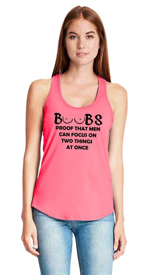 Boobs Men Focus 2 Things Funny Ladies Tank Top Sexual Rude Humor Party