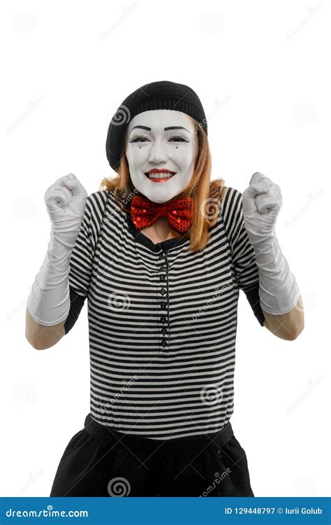 Portrait Of Delighted Female Mime Stock Image Image Of Makeup