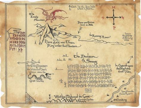 Thrórs Map The Hobbit Inspired Thorins Map Etsy