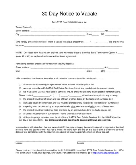 Regardless of whether your 30 days has already begun, or you're about to give notice and start the clock, here are the things you absolutely need to different property managers have different rules when it comes to vacating your property, so take a look at your renter's agreement and make sure. 30 Day Notice To Vacate Form | Template Business