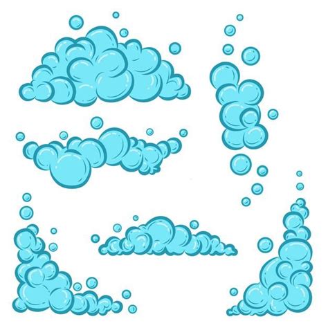 Blue Clouds And Bubbles On A White Background
