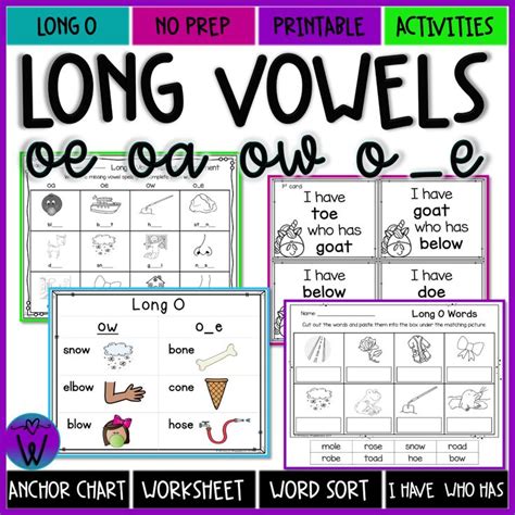 Long O Vowel Team Worksheets Vowel Digraphs Oa Oe Ow And Cvce Phonics