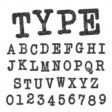 Type Alphabet Font Template Set Of Letters And Numbers Vintage Design