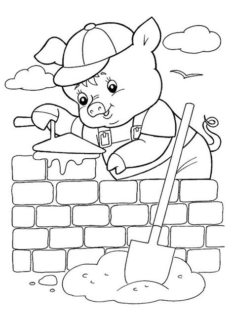 Pigs are one of the most loved animals among toddlers. Three Little Pigs Coloring Pages for childrens printable ...