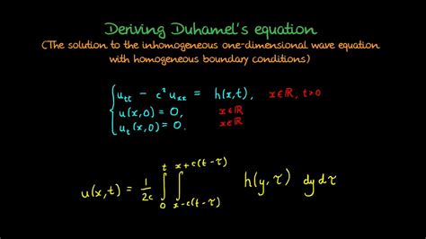 Wave equation: Deriving Duhamel's Equation - YouTube