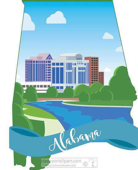 Alabama State Clipart State Alabama Map Shape With City Clipart