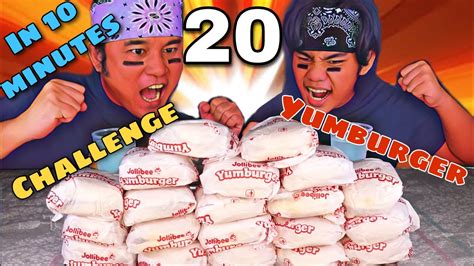 20 Pcs Jollibee Yum Burger In 10 Minutes Challenge Pinoy Mukbang