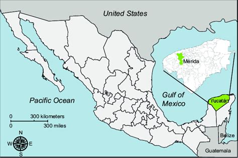 Merida Mexico Yucatan Peninsula Map