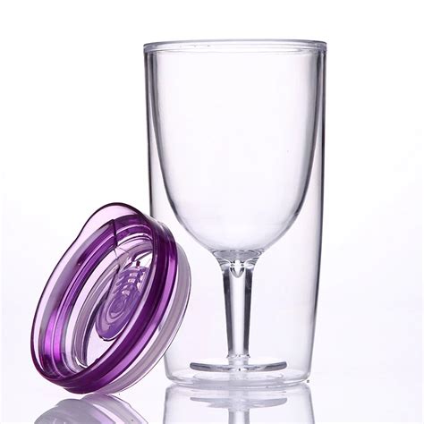10oz plastic double wall wine glass tumbler with lid buy double wall wine glass double wall